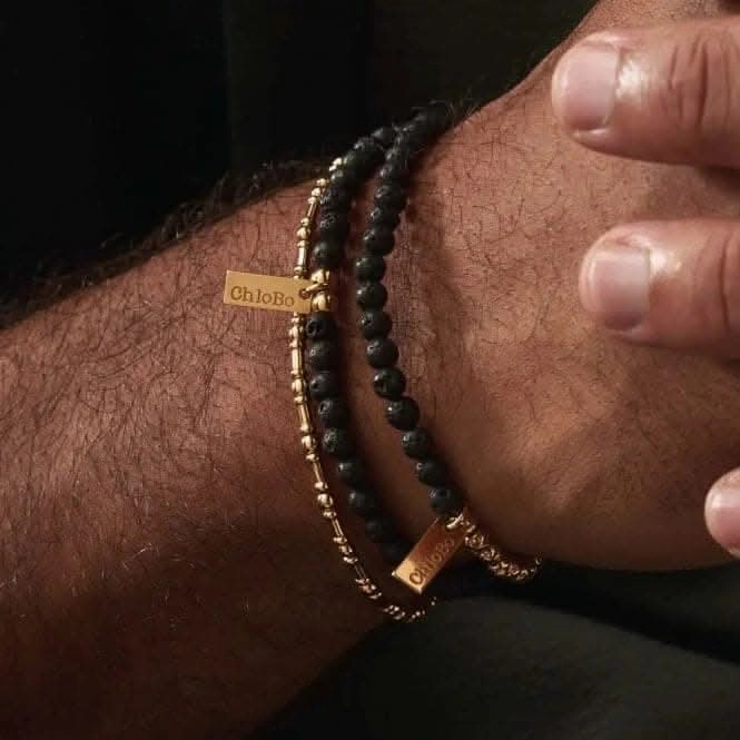 Men's Gold Black Lava Principal Bracelet GBBLHAMM