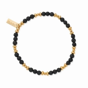 Men's Gold Black Lava Saucer Bracelet GBBLSM