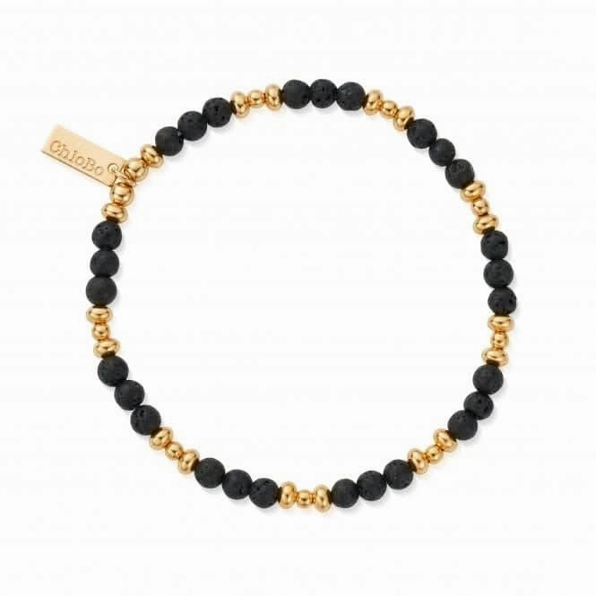 Men's Gold Black Lava Saucer Bracelet GBBLSM