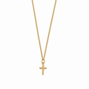 Men's Gold Curb Chain Cross Necklace GNCC13337M