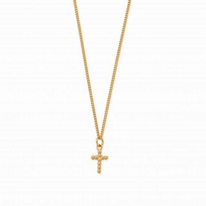 Men's Gold Curb Chain Cross Necklace GNCC13337M