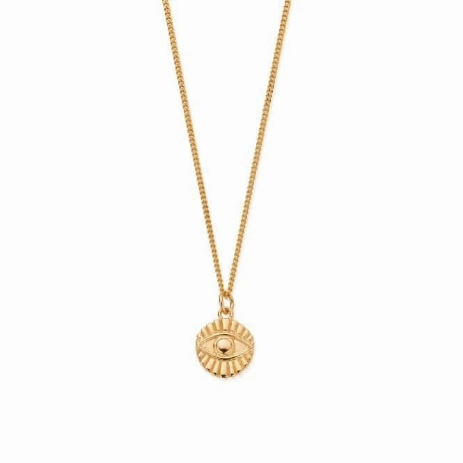 Men's Gold Curb Chain Evil Eye Sunray Necklace GNCC22081M