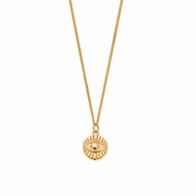 Men's Gold Curb Chain Evil Eye Sunray Necklace GNCC22081M