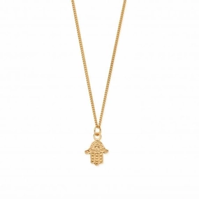 Men's Gold Curb Chain Hamsa Necklace GNCC1615M