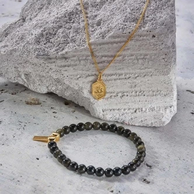 Men's Gold Curb Chain Om Necklace GNCC2759M