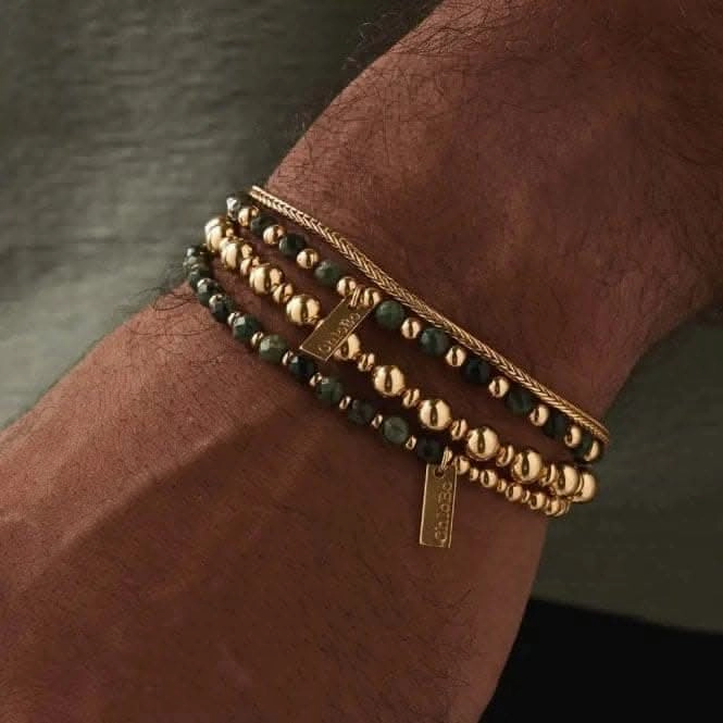 Men's Gold Kambaba Jasper Ball Bracelet GBKJBM