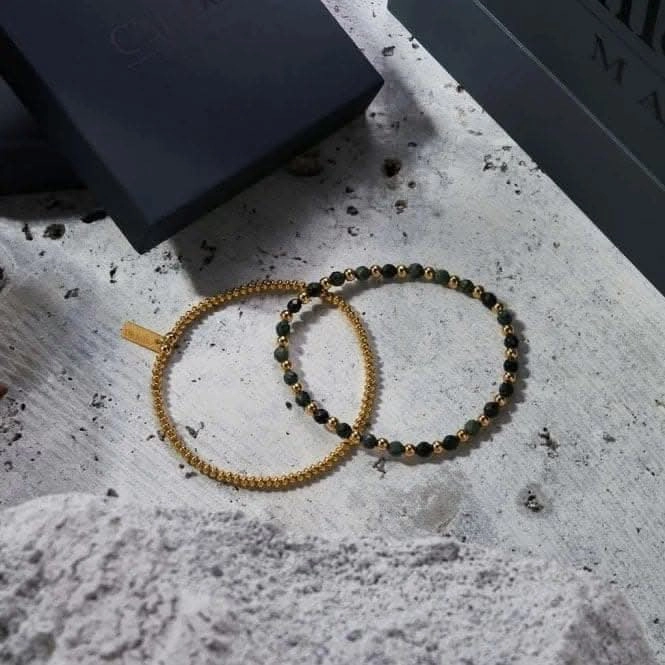 Men's Gold Kambaba Jasper Set Of 2 Bracelets GBSETKJM