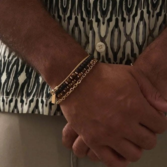 Men's Gold Tiger's Eye Mini Disc Bracelet GBTEMDM