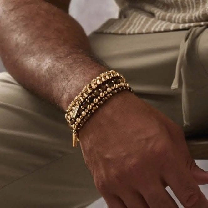 Men's Gold Tiger's Eye Mini Disc Bracelet GBTEMDM