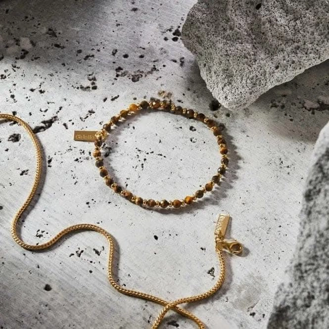 Men's Gold Tiger's Eye Mini Disc Bracelet GBTEMDM