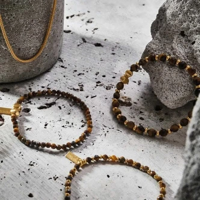 Men's Gold Tiger's Eye Mini Disc Bracelet GBTEMDM
