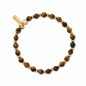 Men's Gold Tiger's Eye Slim Round Bracelet GBTESLMRM