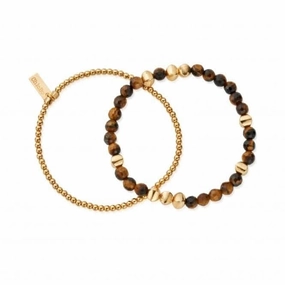 Men's Gold Tiger's Eye Urban Set Of 2 Bracelets GBSETTEM