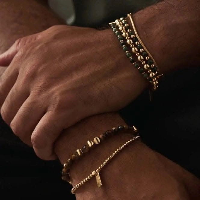 Men's Gold Tiger's Eye Urban Set Of 2 Bracelets GBSETTEM
