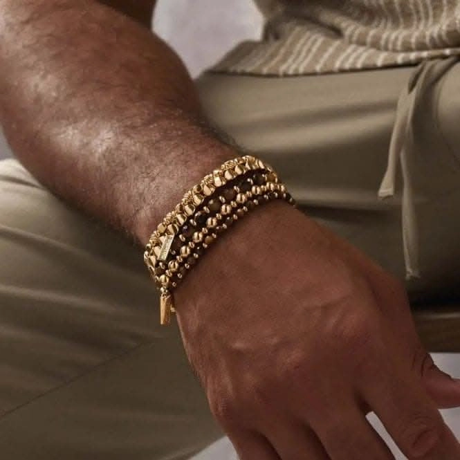 Men's Gold Twisted Cube Bracelet GBTCUBEM