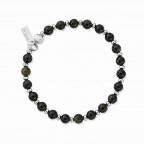 Men's Golden Obsidian Slim Round Bracelet SBGOSLMRM