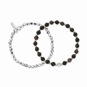 Men's Golden Obsidian Style Set Of 2 Bracelets SBSETGOM