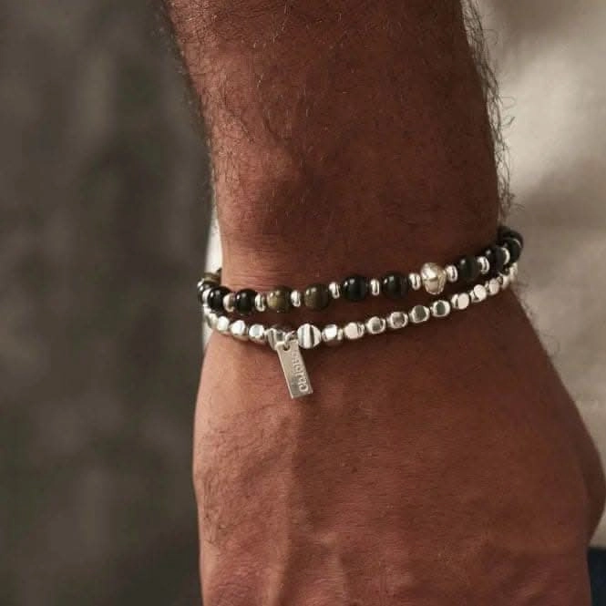 Men's Golden Obsidian Style Set Of 2 Bracelets SBSETGOM
