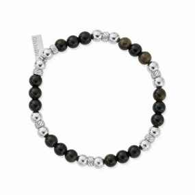Men's Golden Obsidian Triple Ball Bracelet SBGOTM