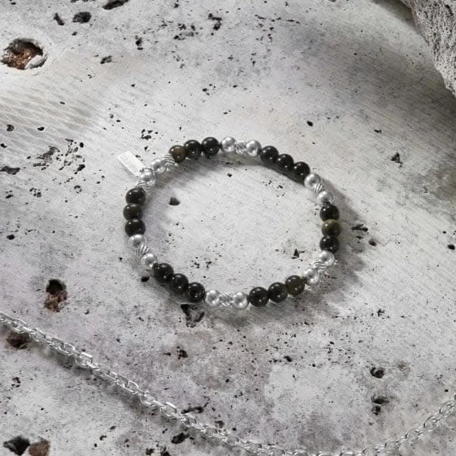 Men's Golden Obsidian Triple Ball Bracelet SBGOTM