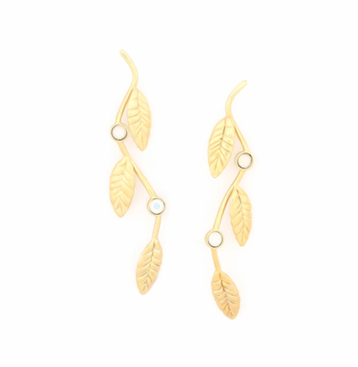 MERRY Stem Leaves Post Earrings