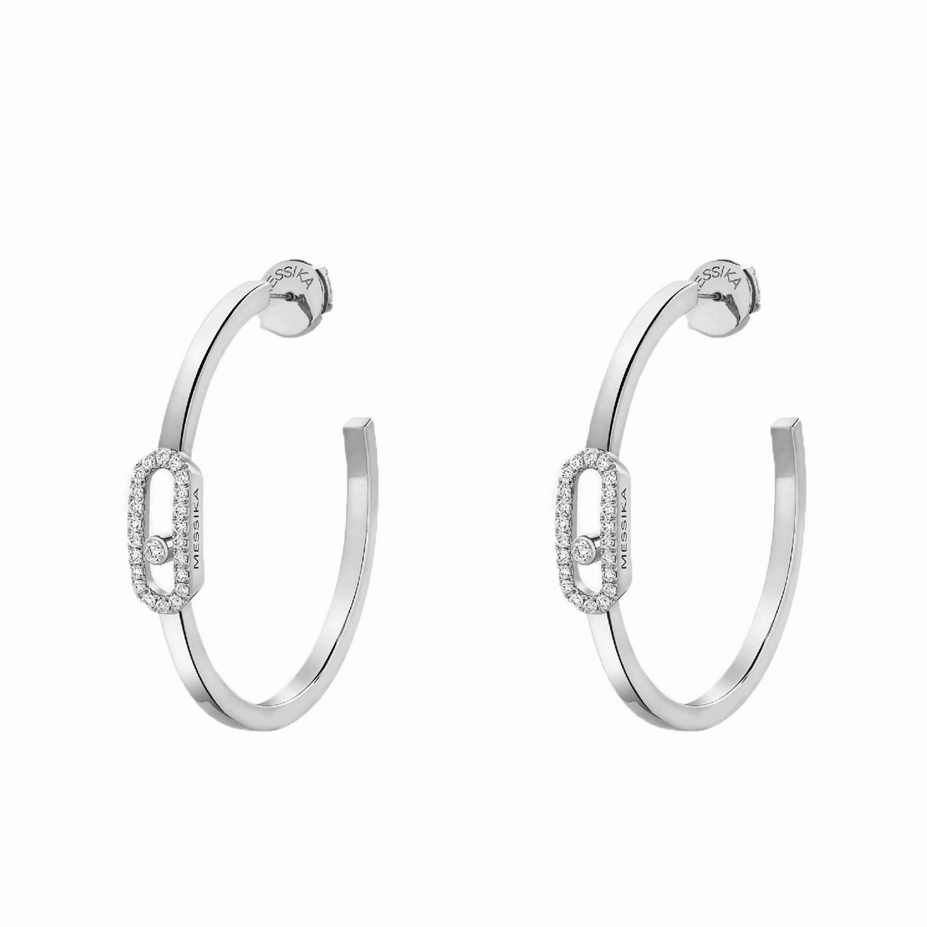 Messika Move Uno 18ct White Gold Diamond Small Hoop Earrings