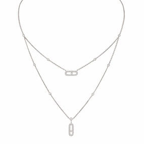 Messika Move Uno Two Row Pave 18ct White Gold 0.50ct Diamond Necklace