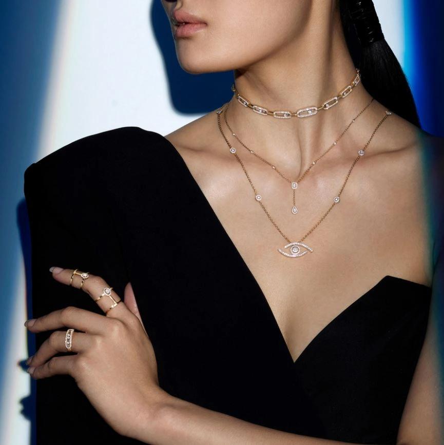 Messika My Twin 18ct White Gold 0.35ct Diamond Tie Necklace