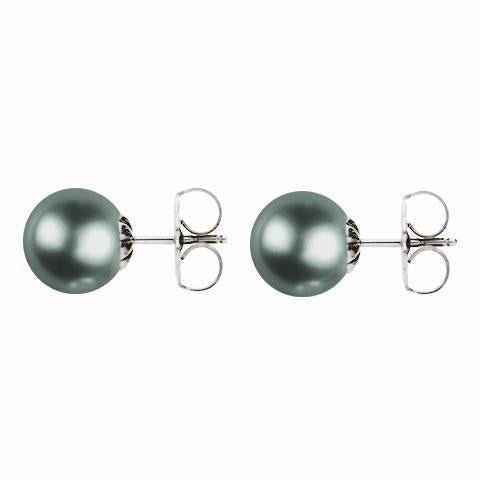 Mikimoto 18ct White Gold 10mm A  Black South Sea Pearl Stud Earrings