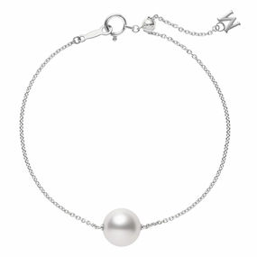 Mikimoto 18ct White Gold 10mm White South Sea Pearl Adjustable Chain Bracelet