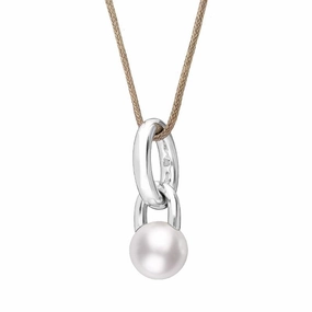 Mikimoto 18ct White Gold 10mm White South Sea Pearl Ring Drop Necklace