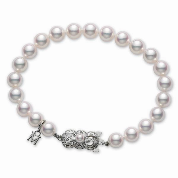 Mikimoto 18ct White Gold 6.5mm White A1 Akoya Pearl Bracelet