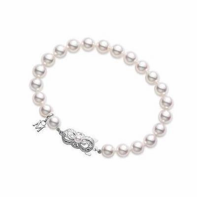 Mikimoto 18ct White Gold 6.5mm White Grade A1 Akoya Pearl Bracelet