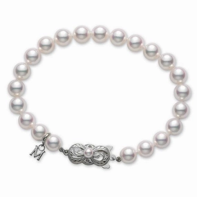 Mikimoto 18ct White Gold 7.5mm White A1 Akoya Pearl Bracelet