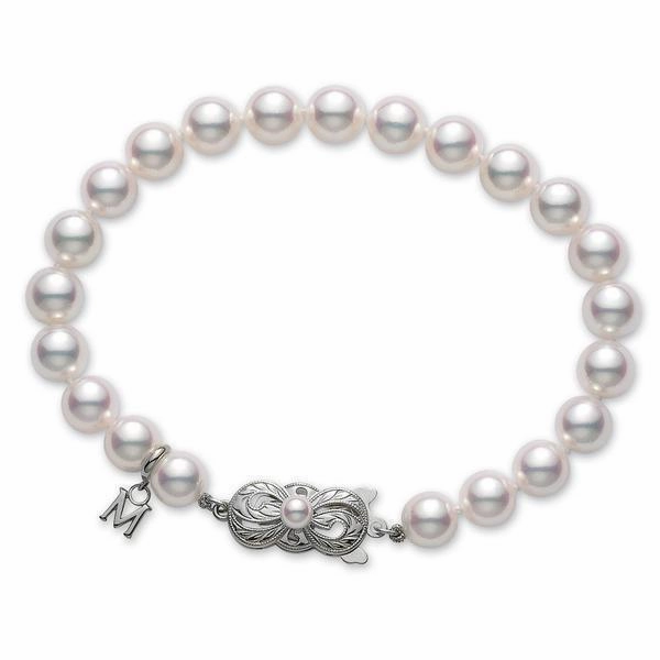 Mikimoto 18ct White Gold 7.5mm White A1 Akoya Pearl Bracelet
