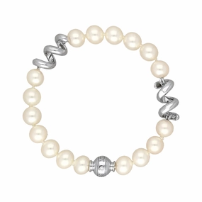 Mikimoto 18ct White Gold 7-7.5mm Pearl Swirls Bracelet D