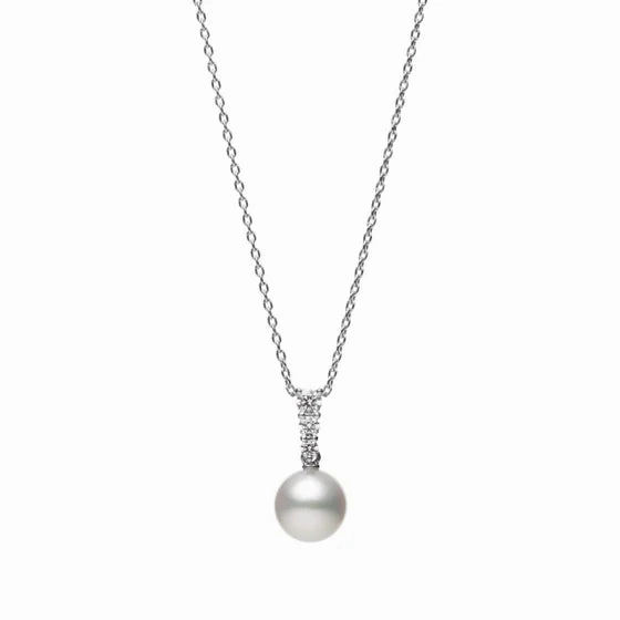 Mikimoto 18ct White Gold Akoya Pearl 0.13 ct Diamond Morning Dew Necklace