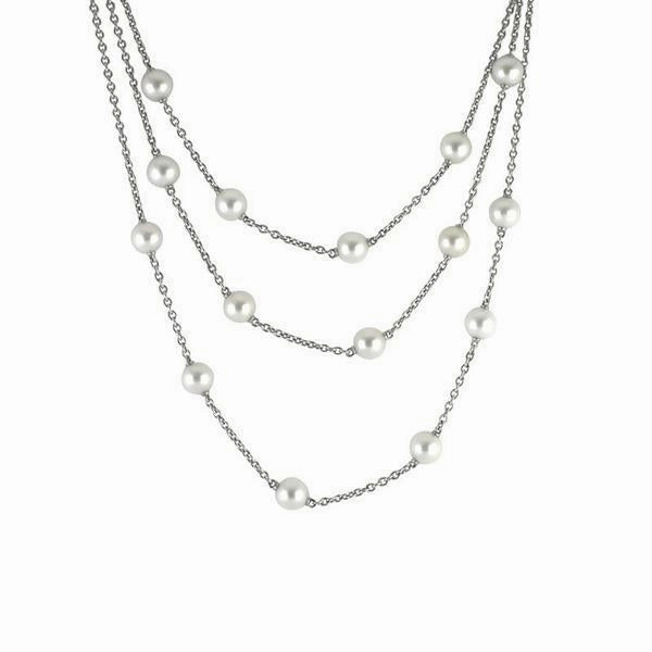 Mikimoto 18ct White Gold White A  Akoya Pearl Layered Necklace