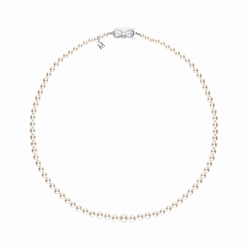 Mikimoto 18ct White Gold White Akoya Pearl Graduated Necklace