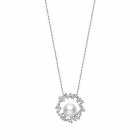 Mikimoto Classic Elegance 18ct White Gold Akoya Pearl Diamond Necklace