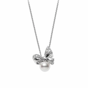Mikimoto Jeux de Rubans 18ct White Gold 8.25mm Pearl 0.20ct Diamond Necklace