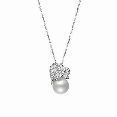 Mikimoto Les Petales Place Vendome 18ct White Gold 12mm South Sea Pearl Diamond Necklace