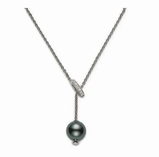 Mikimoto Pearls in Motion 18ct White Gold Black South Sea Pearl Drop Necklace