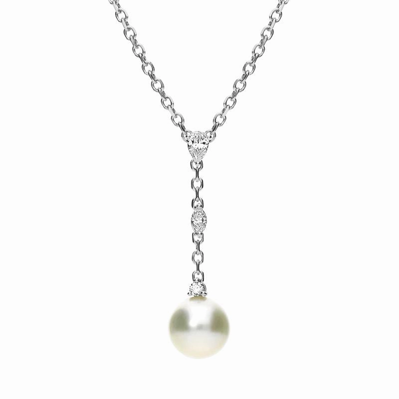 Mikimoto Platinum Diamond White 10mm South Sea Pearl Necklace D