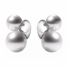 Mikimoto Precious Heart 18ct White Gold White Akoya Pearl Earrings