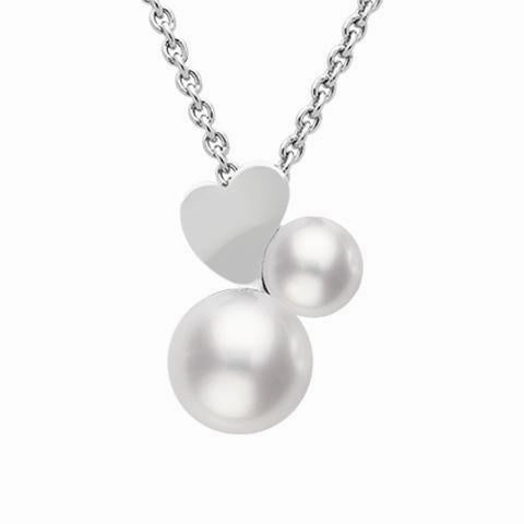 Mikimoto Precious Heart 18ct White Gold White Akoya Pearl Necklace