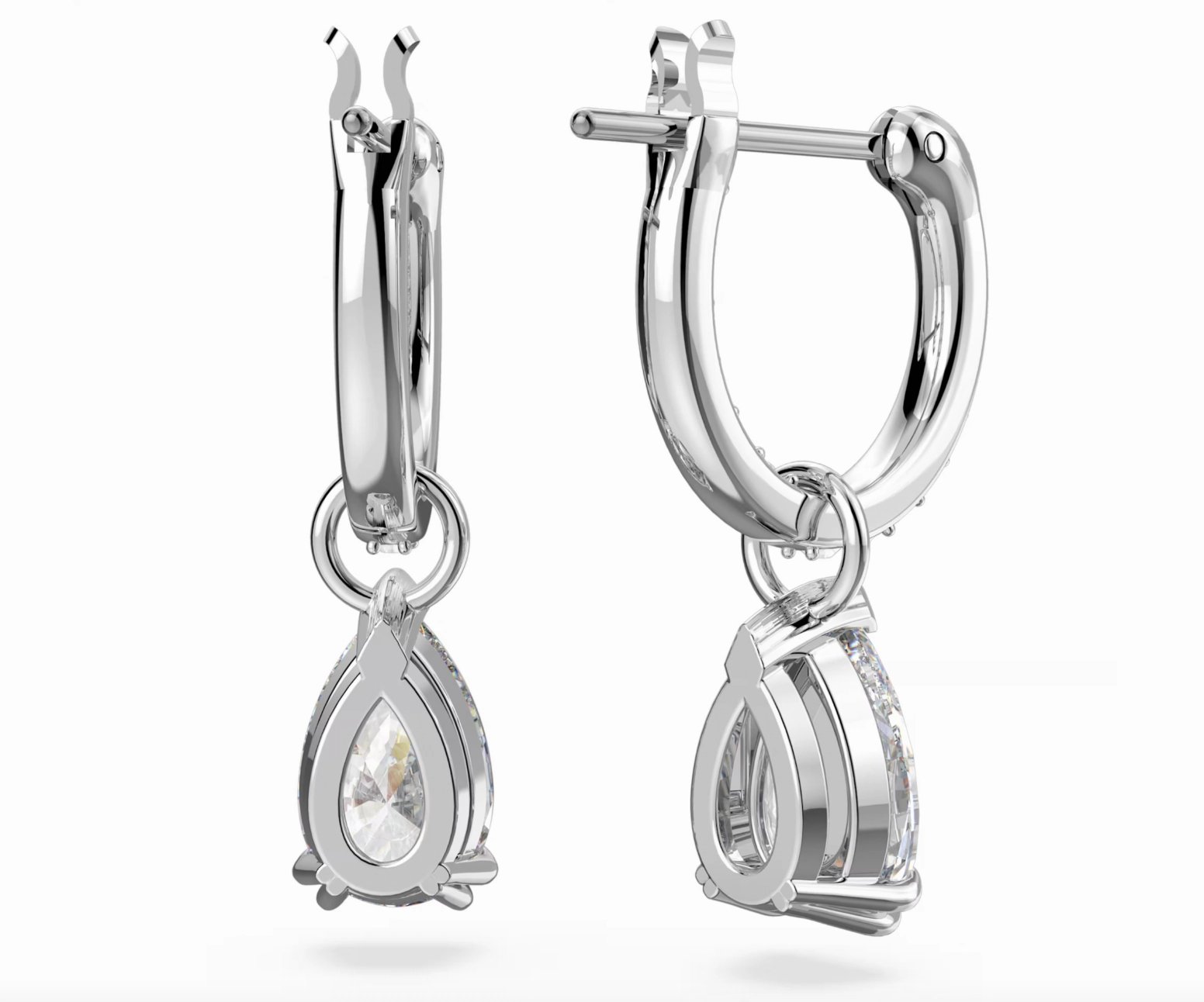 Millenia Pear Cut Silver Hoop Earrings
