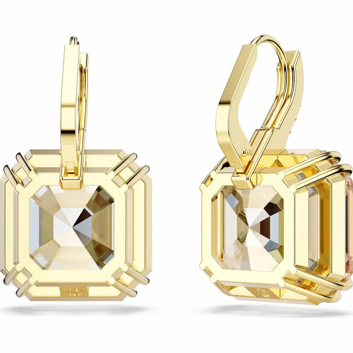 Millenia Square drop earrings, Mixed cuts, Caramel, Gold-tone plated