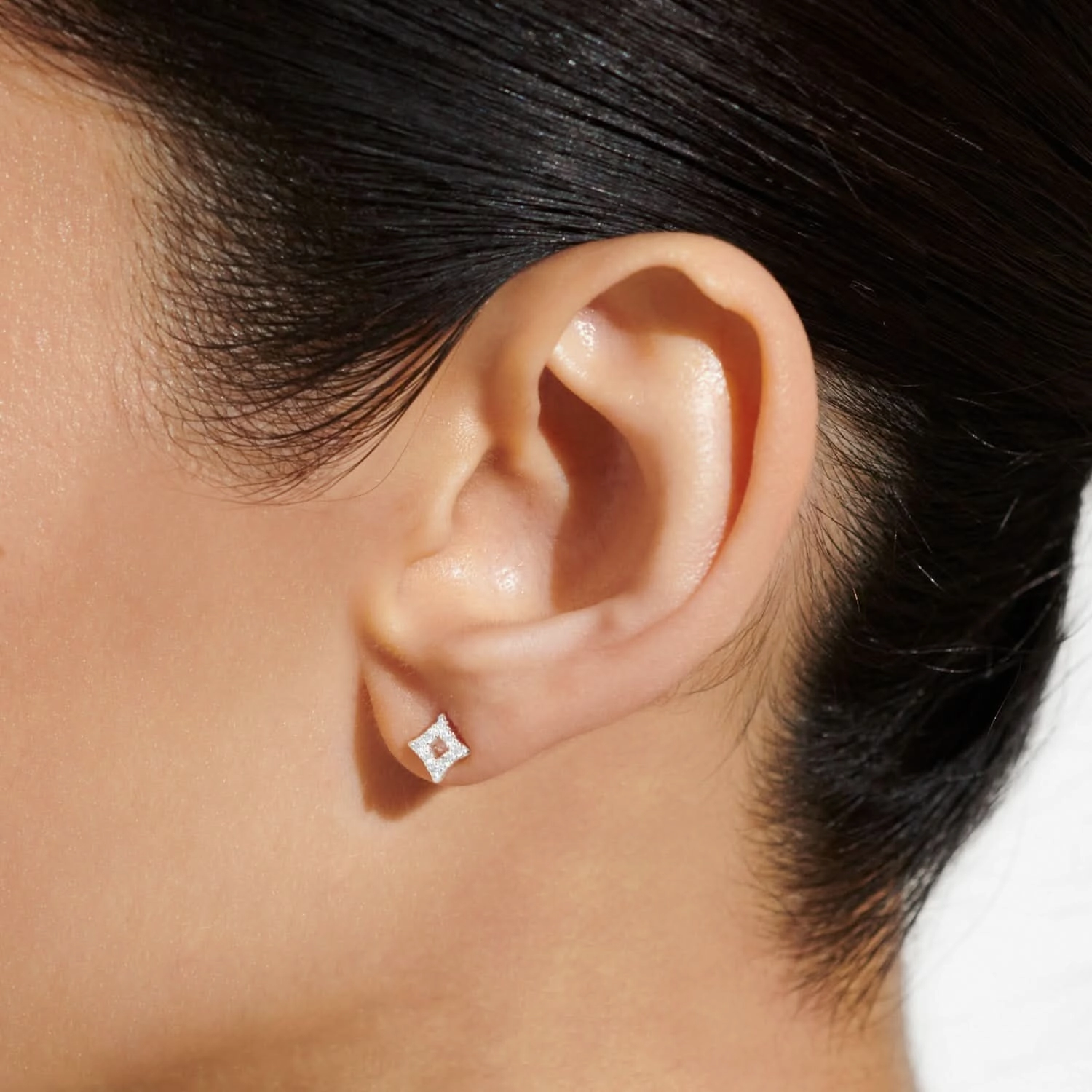 Mini Charms Pave Diamond Silver Plated Earrings 7645