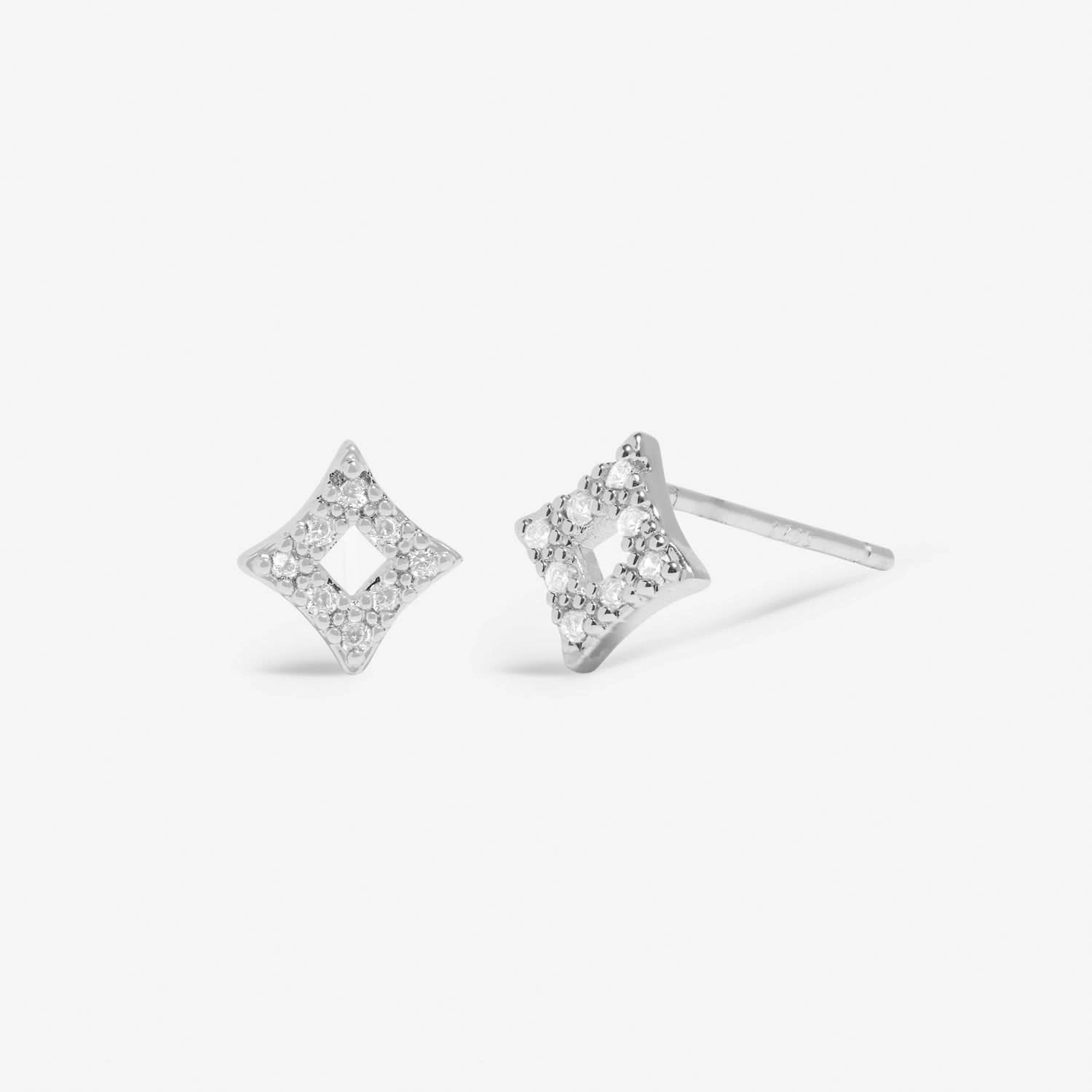 Mini Charms Pave Diamond Silver Plated Earrings 7645